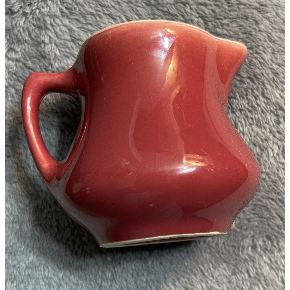 Hall Pottery Homer Laughlin Vintage Restaurant Ware cranberry Creamer Pitcher